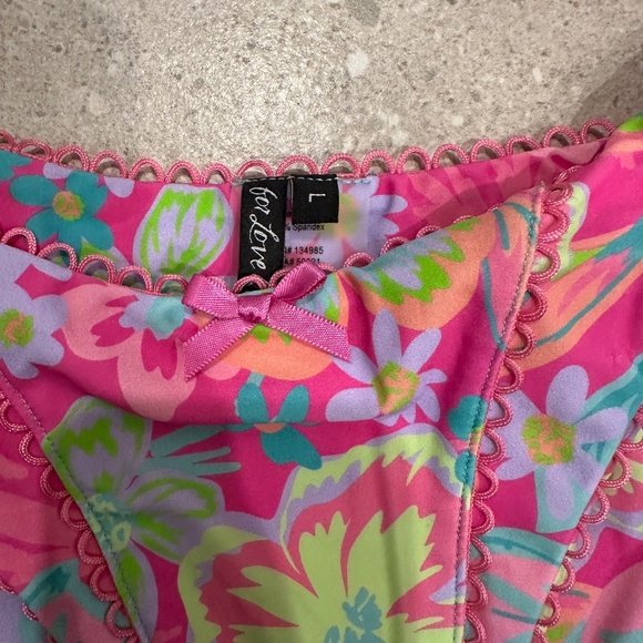 FOR LOVE AND LEMONS LADIES TWO PIECE FLORAL BIKINI SWIMSUIT SIZE LARGE - Picture 4 of 5